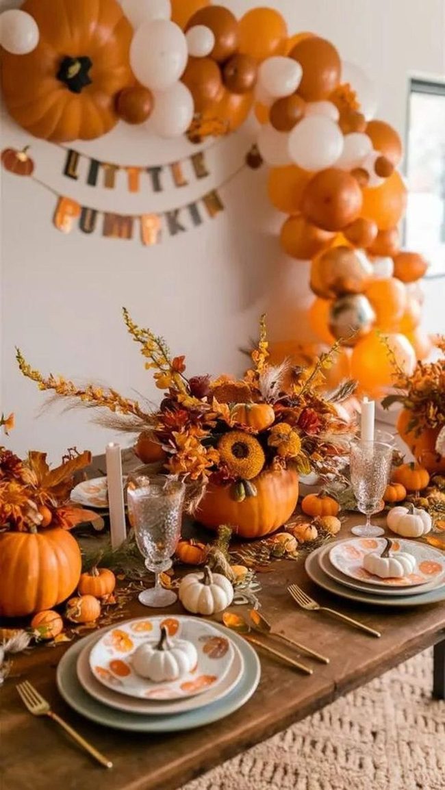 Orange Balloon Autumn Table