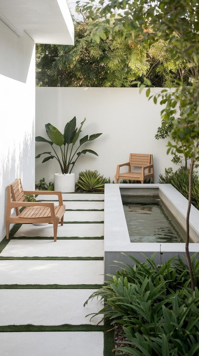 Clean Lines Water Feature Neutral Yard