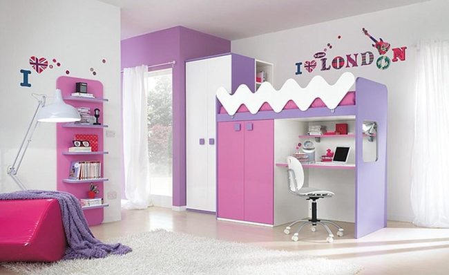 Purple Pink Loft Bedroom