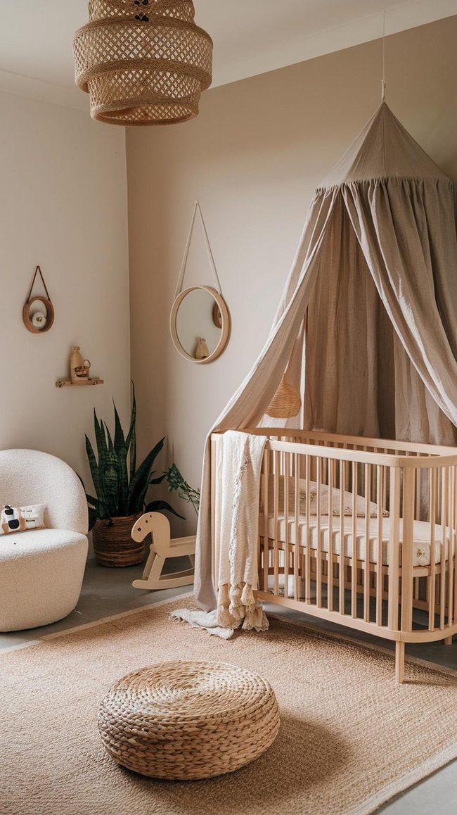 Natural Materials Neutral Nursery Room