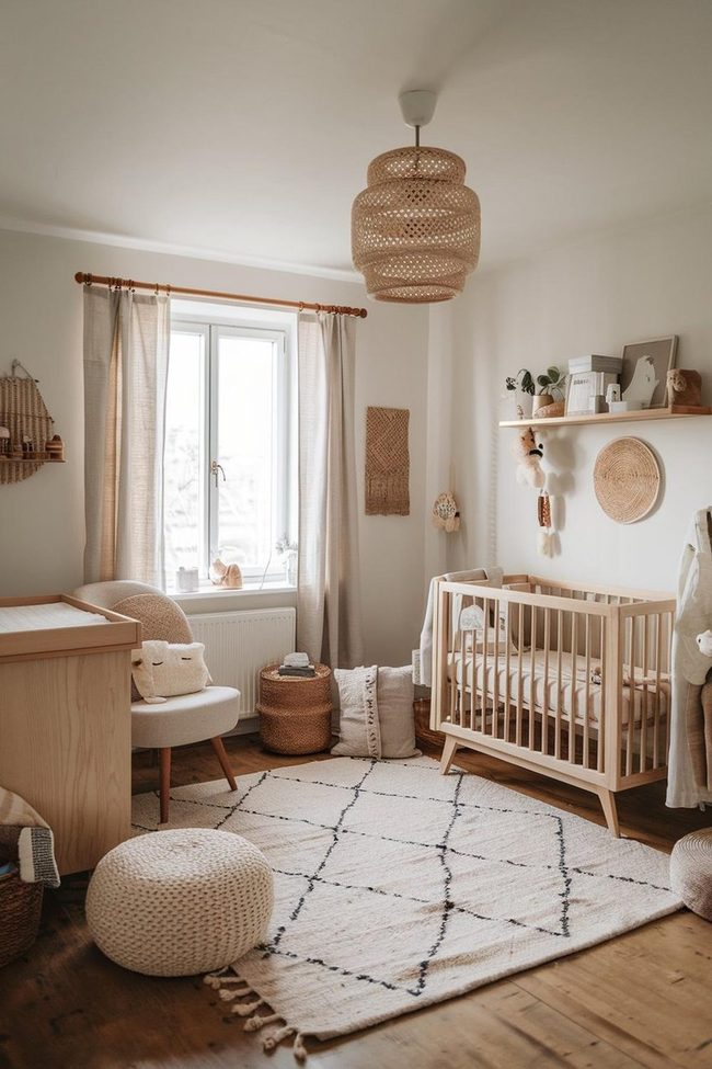 White Walls, Woven Warmth, Wooden Crib