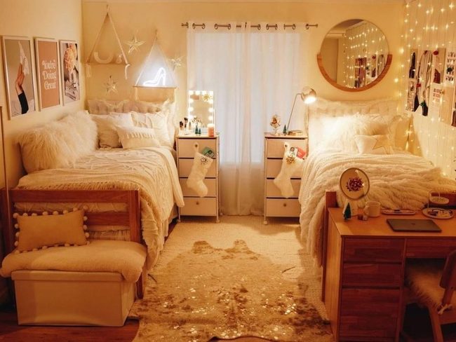 Warm String Lights Faux Fur