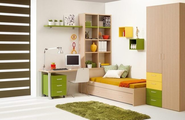 Striped Sunlight Green Yellow Room