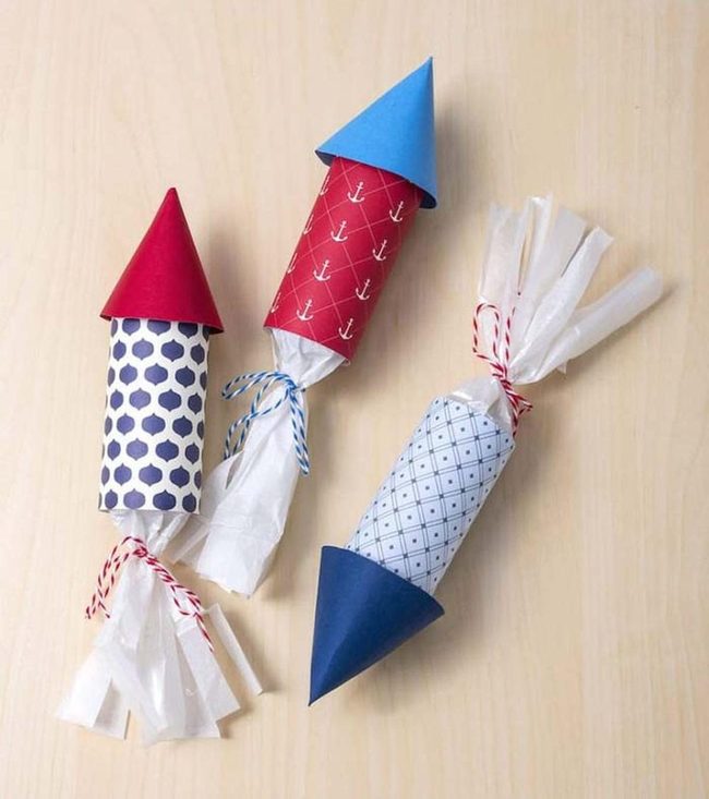 Colorful Cardboard Rocket Treat Bags