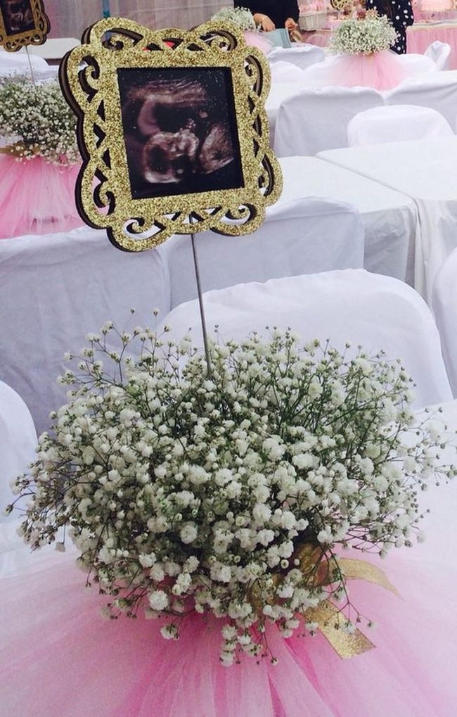 White Florals Pink Tulle Gold Memories