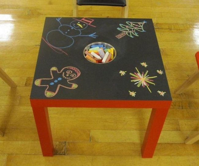 Red-Legged Chalkboard Table