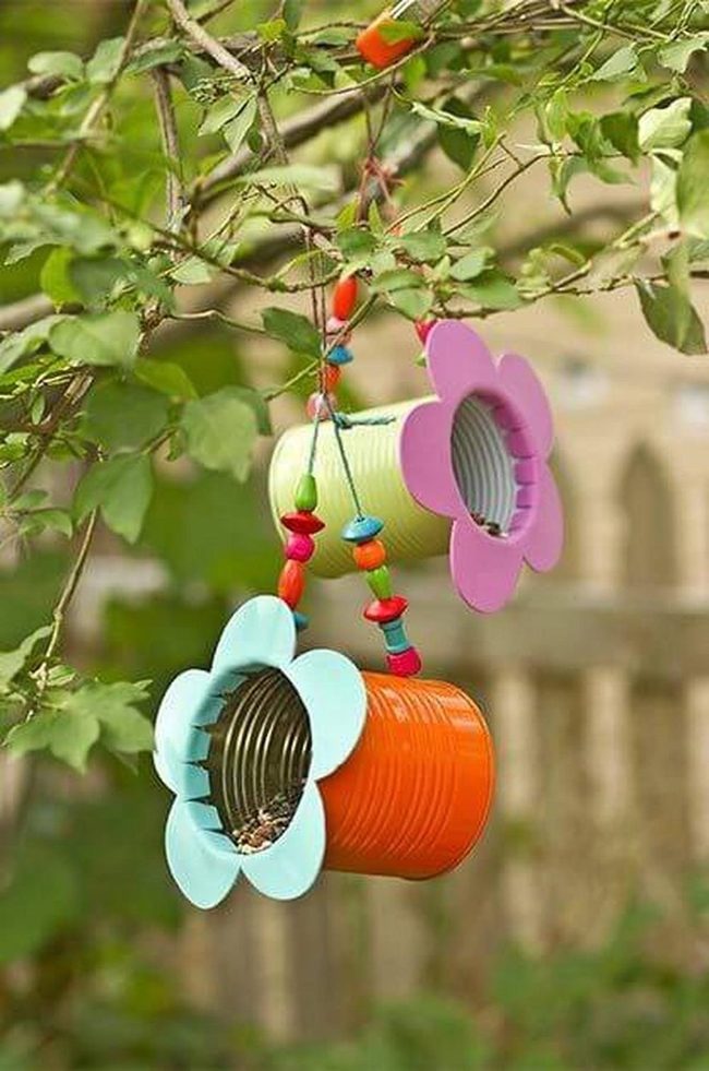 Tin Flower Bird Feeders