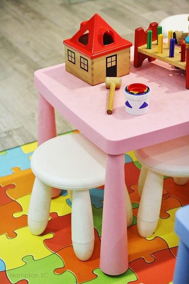 Pink Tables, Rainbow Pegs