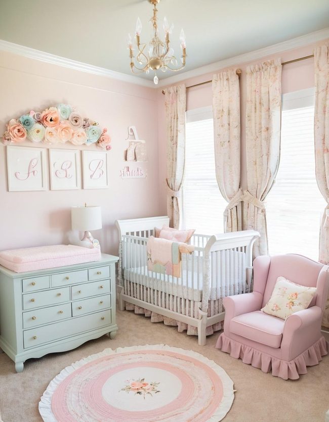Blush Pink Floral Nursery Retreat