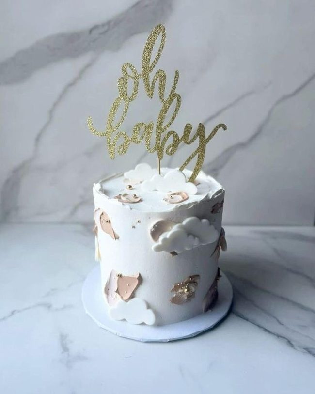 Clouds And Gold Baby Cake