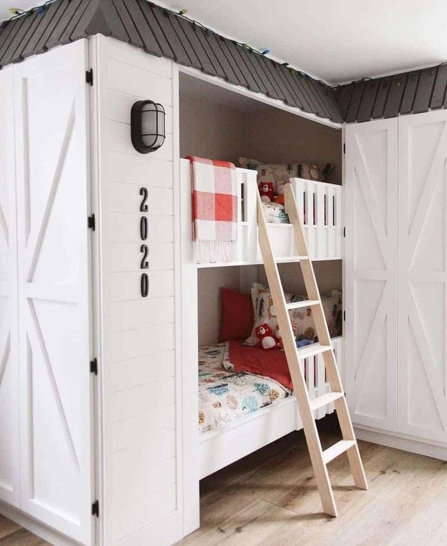 Gray Wood Bunk Beds With Whimsy