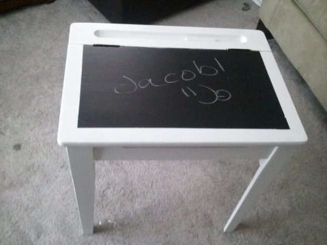White Frame Black Chalkboard Desk