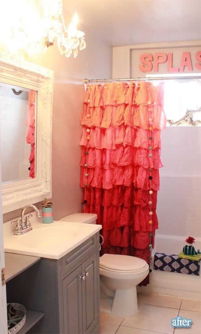 Pink Ruffled Bathroom Splash