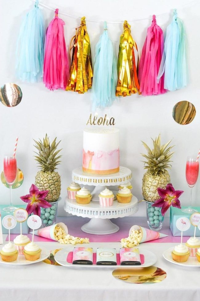 Pink Gold Tropical Tassels