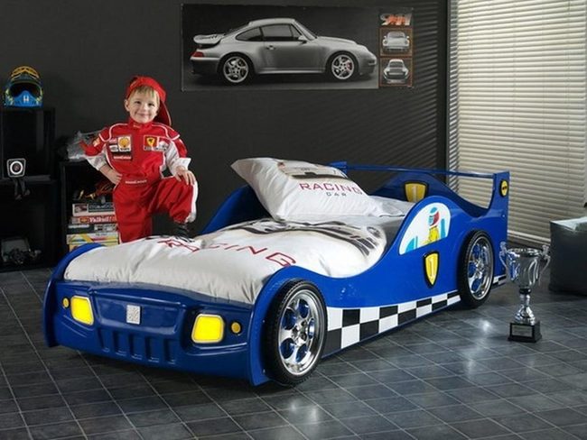 Speeding Blue Race Cars