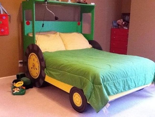 Green Yellow Race Car Bed
