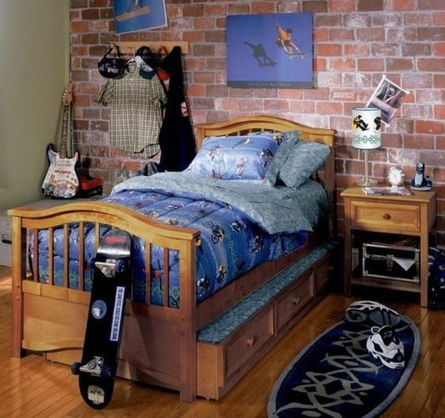Skateboard Blue Brick Bedroom