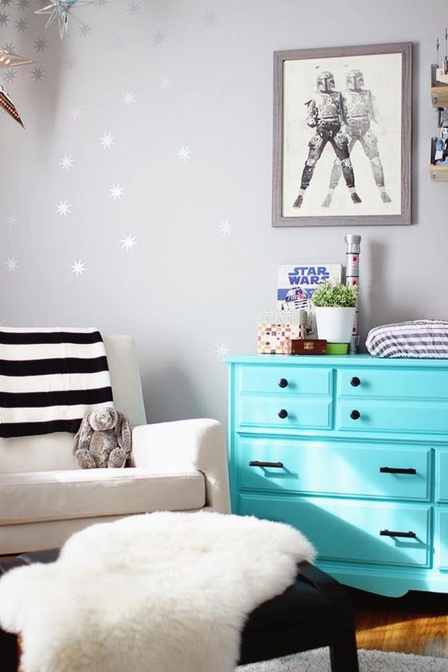 Bright Blue Star Wars Bedroom