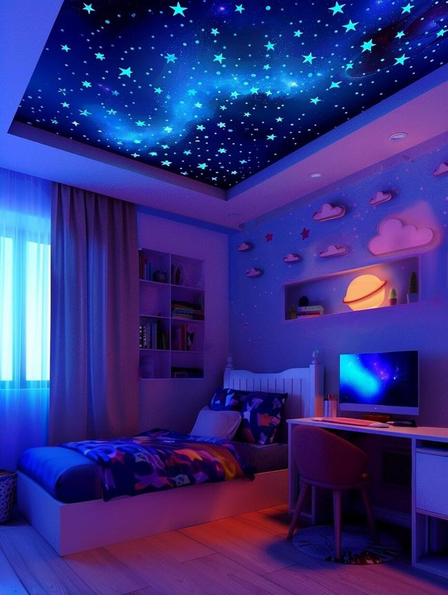 Purple Blue Galaxy Resting Suite Wall