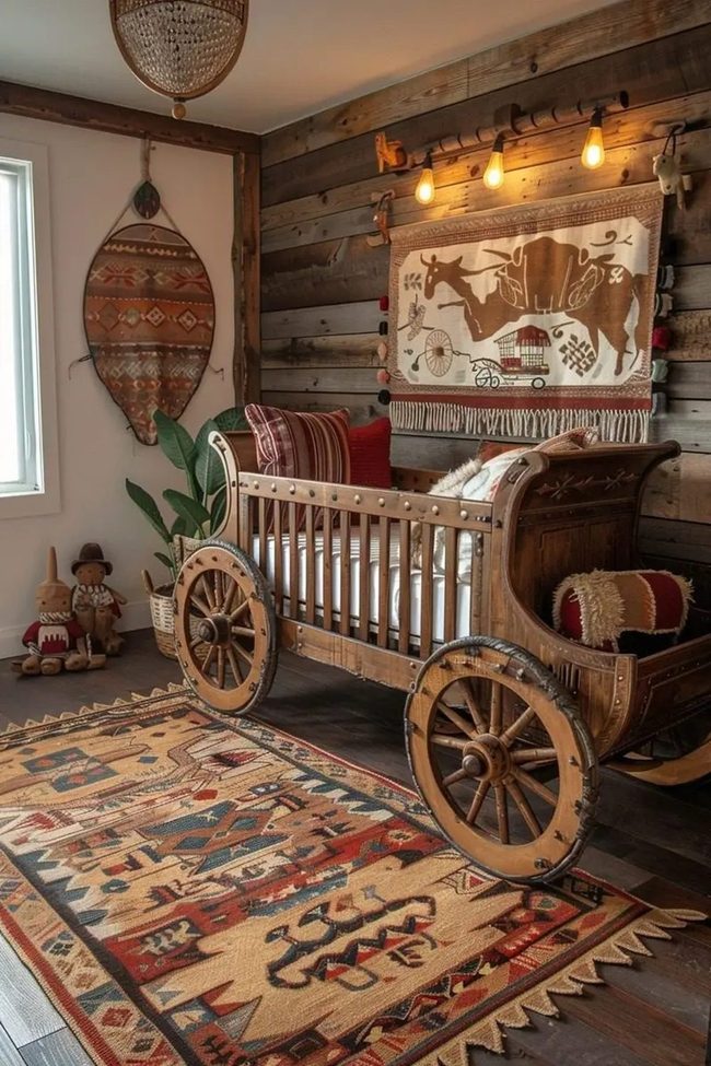 Wooden Wagon Bed With Earthy Charm