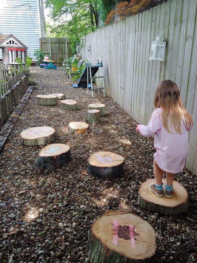 Tree Stump Hopscotch Path