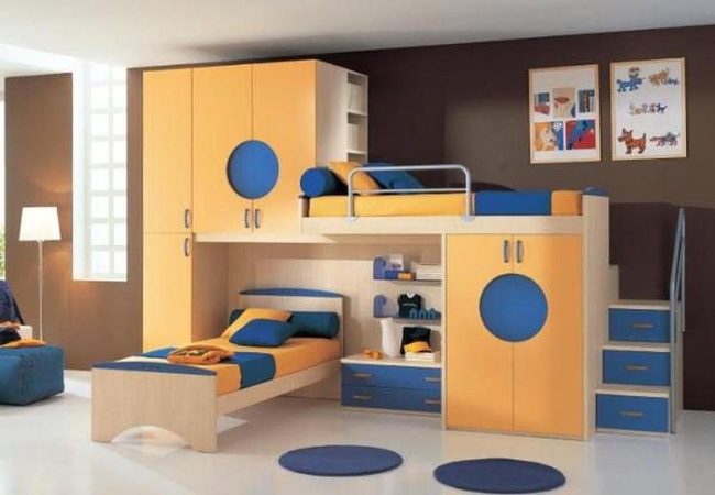 Yellow Blue Kids' Bunk Room