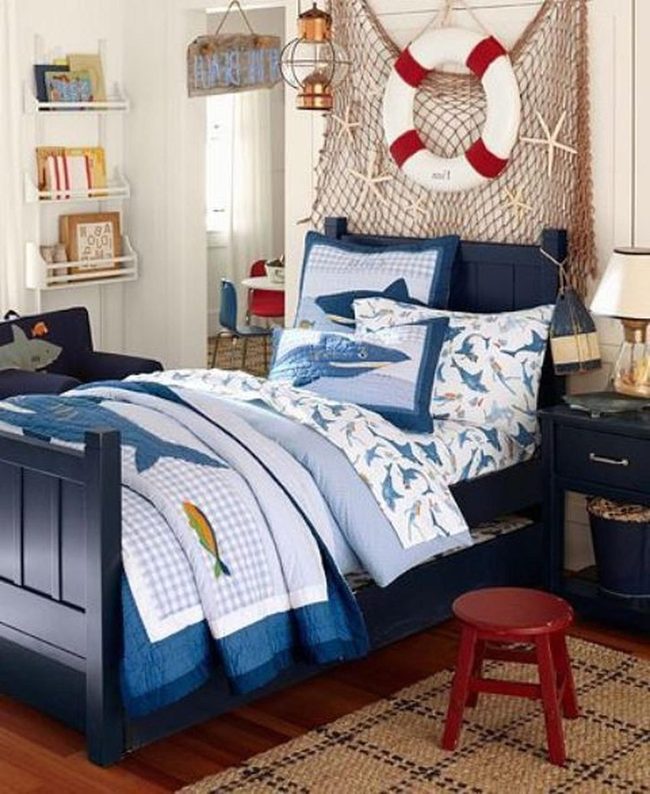 Deep Navy Ocean with Red Accents