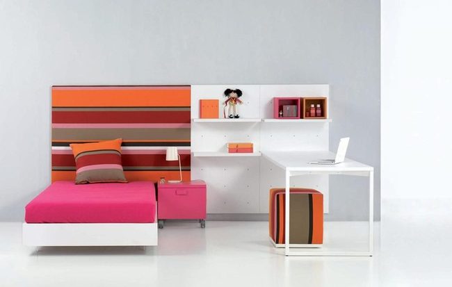 Pink Striped Headboard Statement