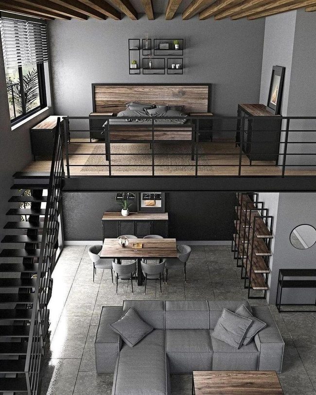 Wooden Beams Open Loft