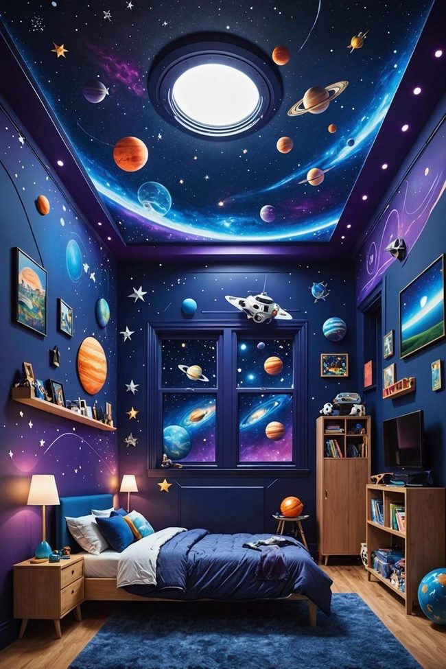 Starry Purple Galaxy Bedroom