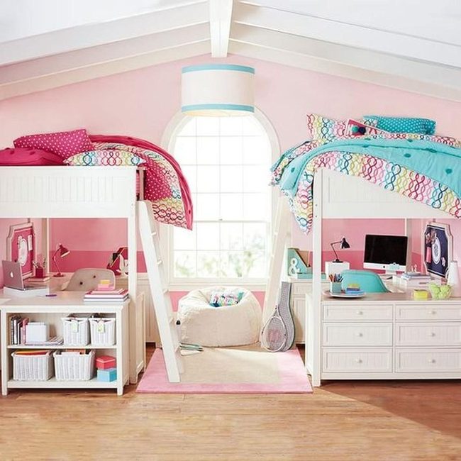 Twin Loft Beds Pink Blue