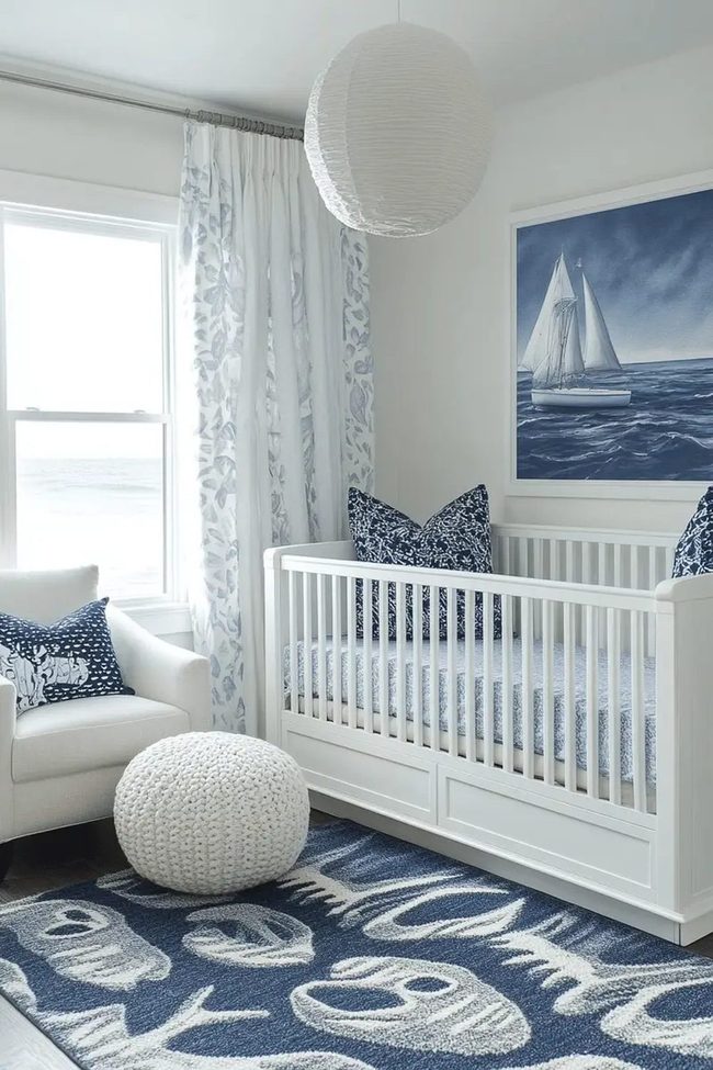 Navy And White Nautical Nursery