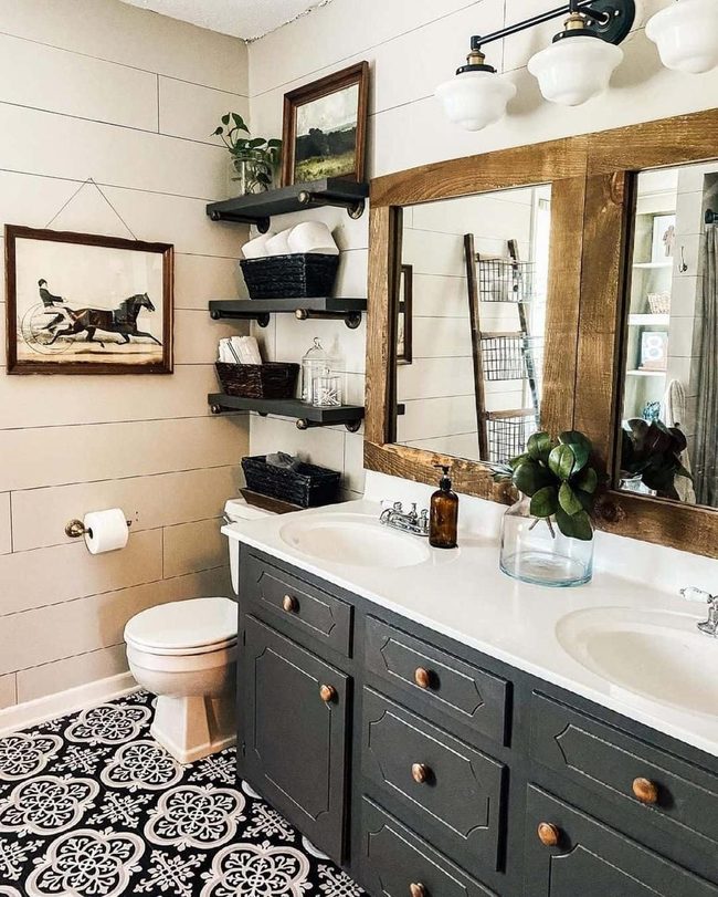 Black Vanity Meets Farmhouse Style