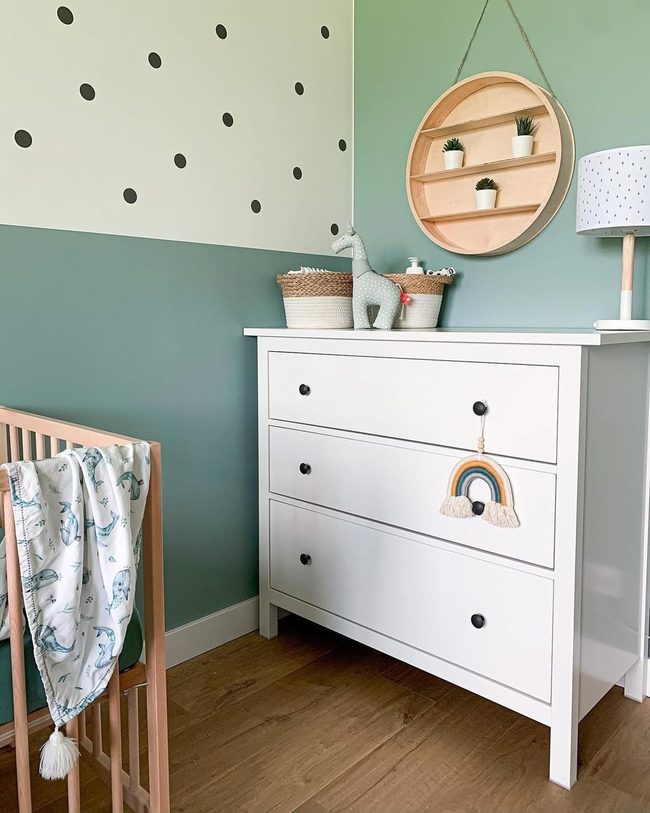 Sage Green Nursery With Dotted Details