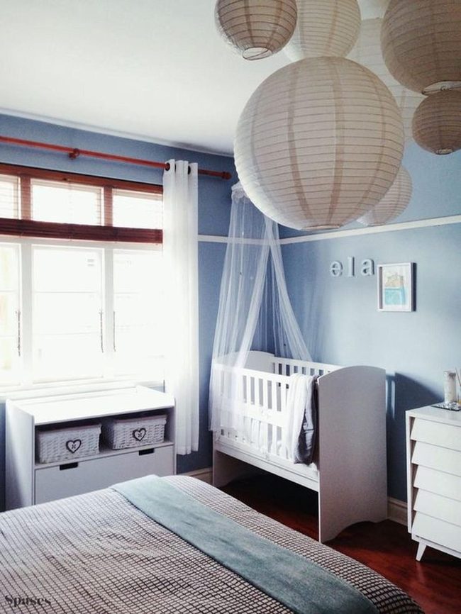 Blue Nursery With Paper Lanterns