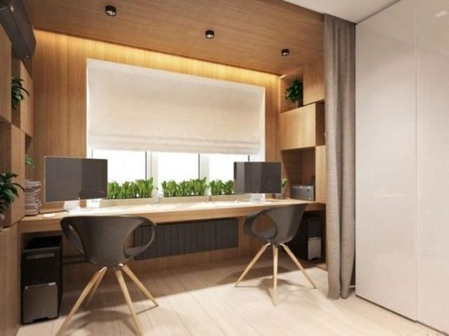 Light Wood Desk Green Plants