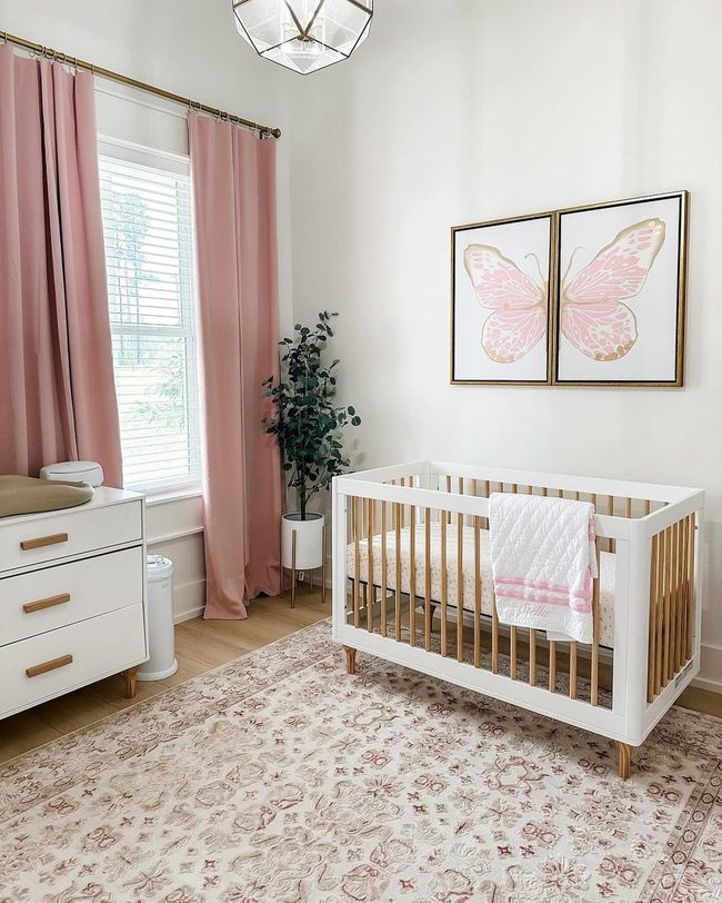 Pale Pink Nursery With Butterflies