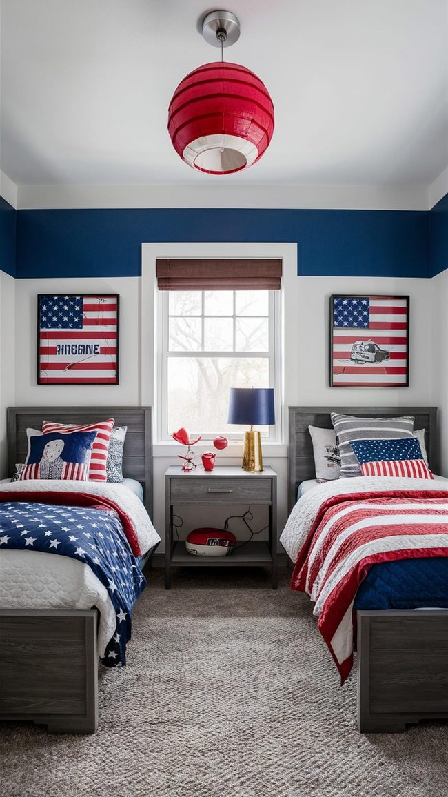 Red White Blue Sports Bedroom