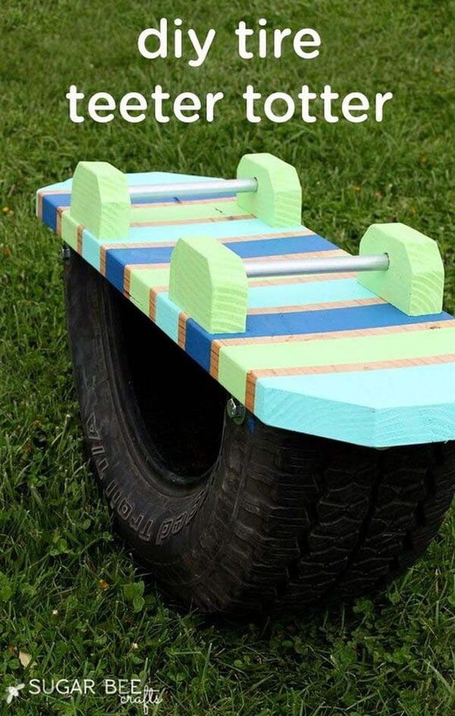 Painted Tire Seesaws For Kids