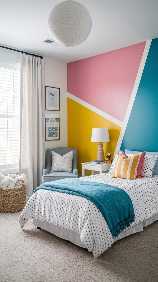 Accent Stripe Transforms Shared Kids Bedroom
