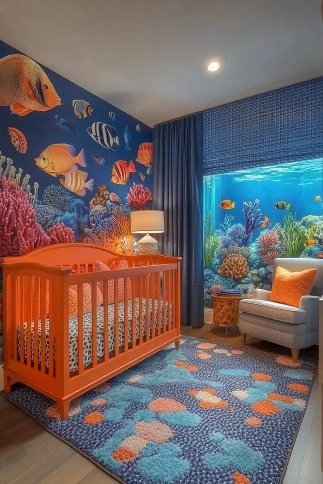 Coral Orange Meets Ocean Blue