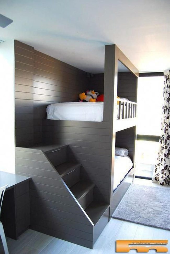 Dark Wood Bunk Beds, Organized Joy