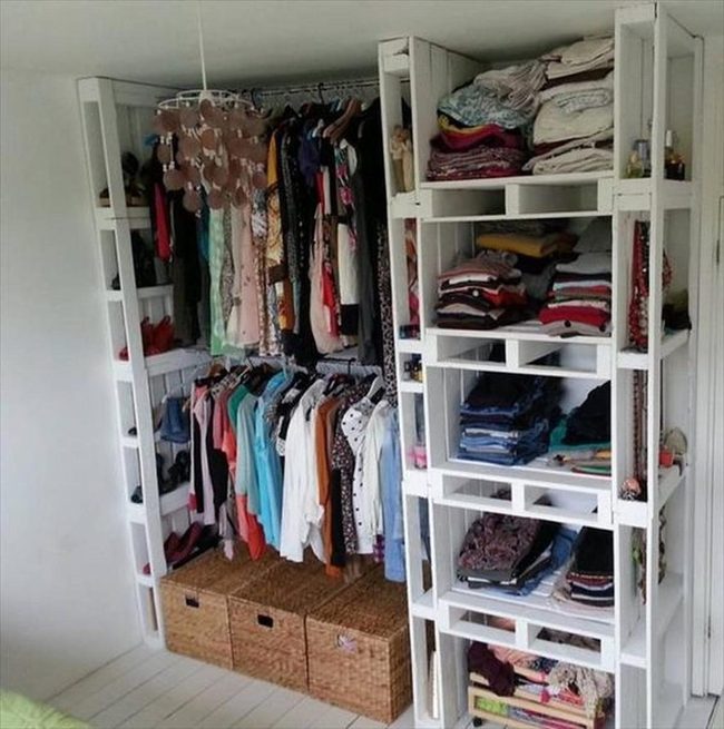 White Wood Closet Organization