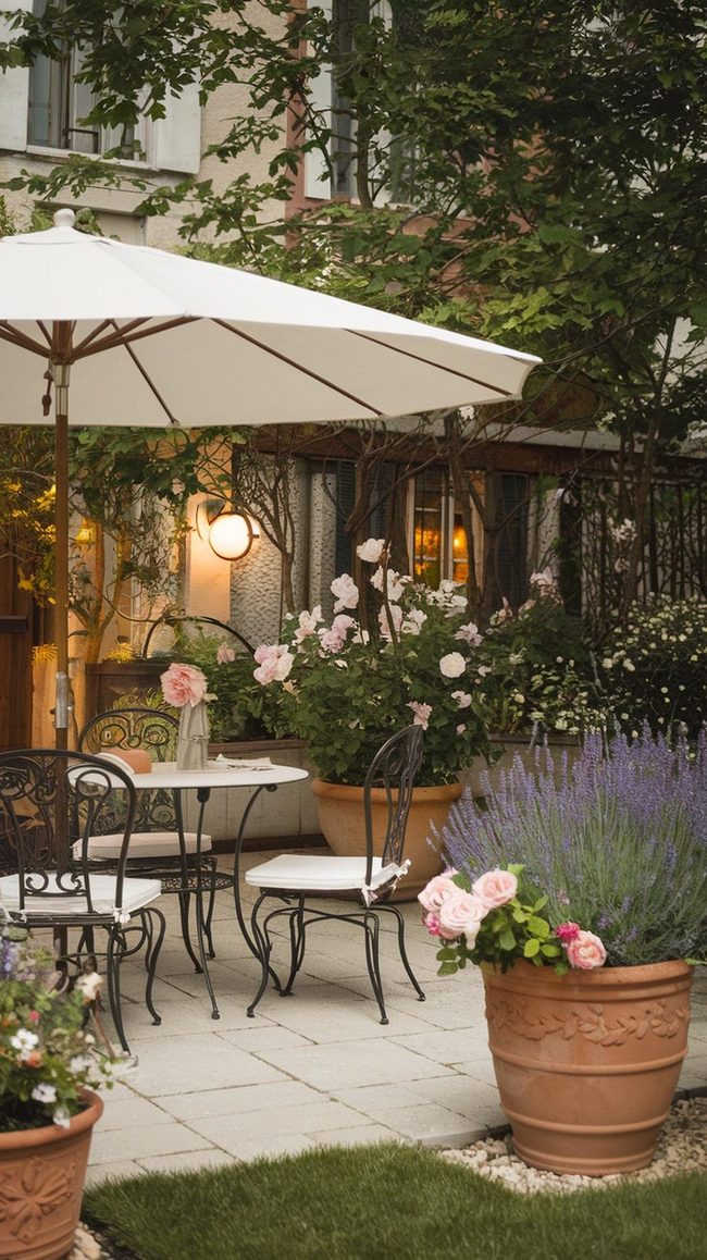 Purple Lavender Garden With Wrought Iron