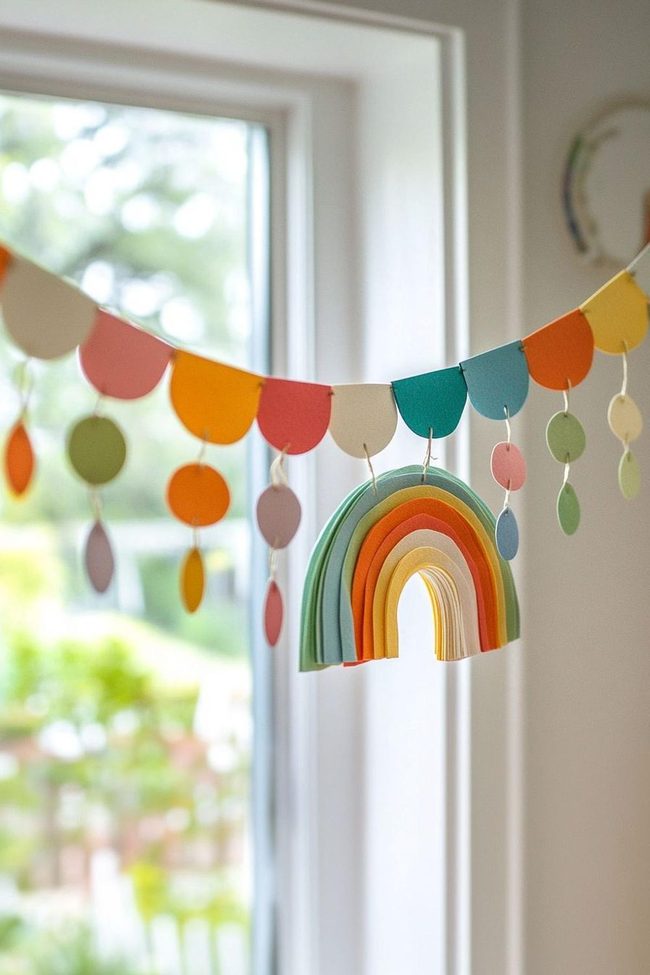 Multicolored Strung Paper Chains