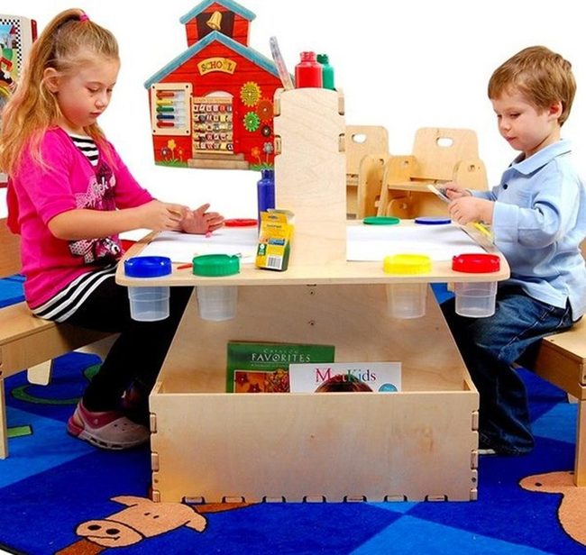 Dual-Artist Wooden Studio Table
