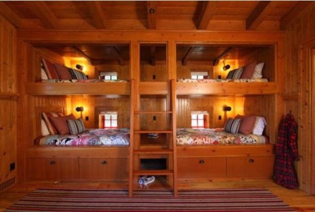 Built-In Wooden Bunk Beds