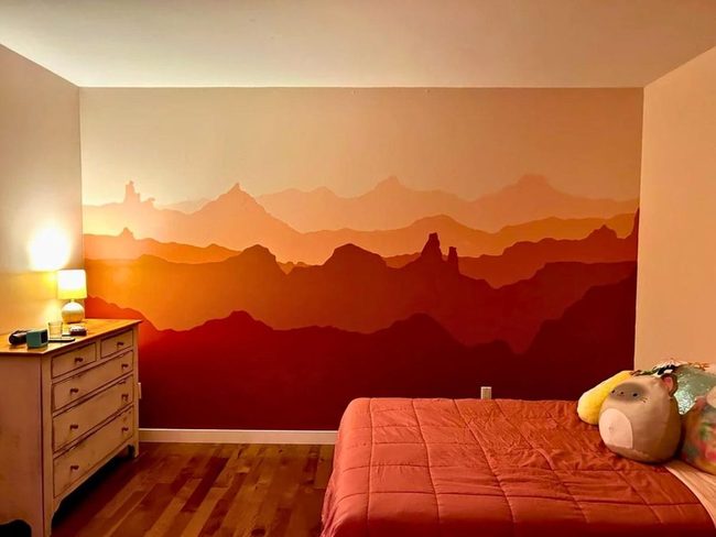 Diffused Painted Mountain Wall Mural