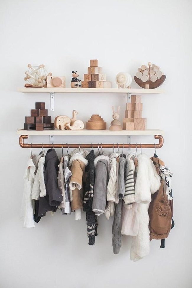 White Walls, Wood Shelves, Neutral Tones