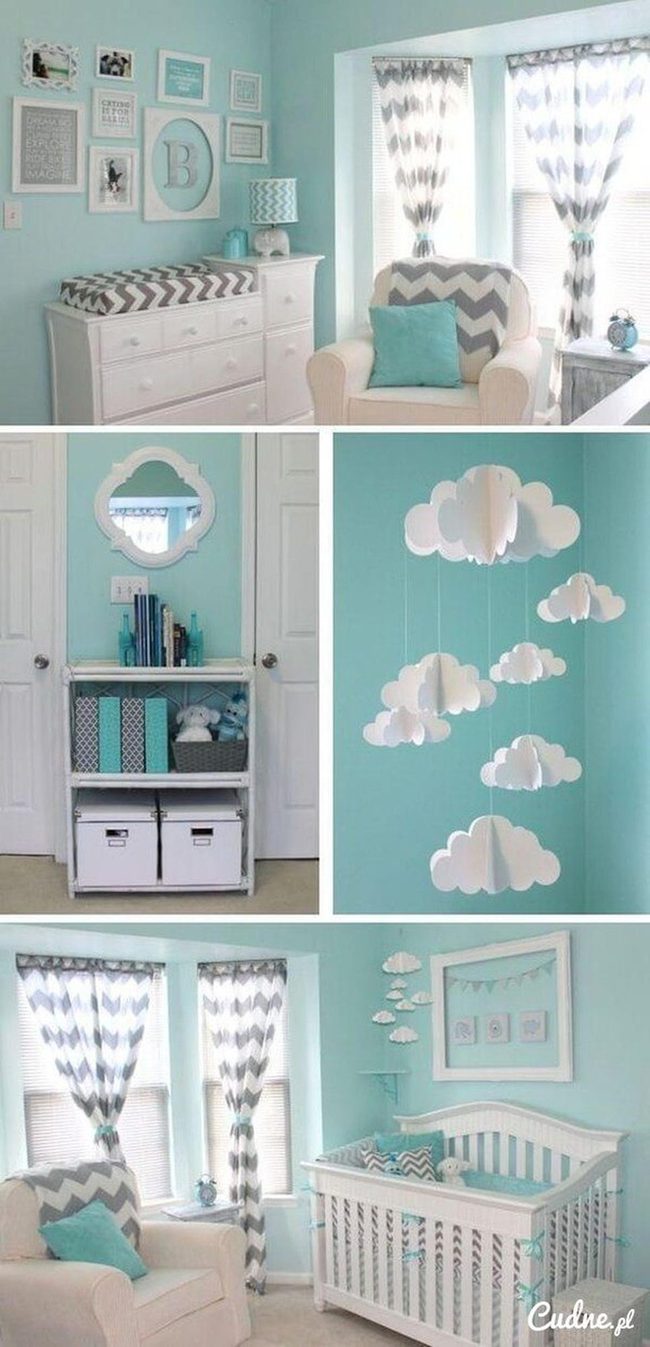 Blue Grey Geometric Nursery